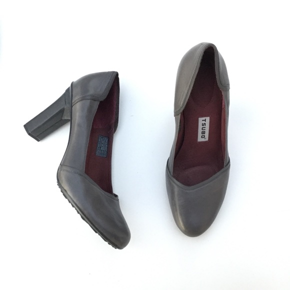 Tsubo Shoes - Tsubo Elph Gray Leather Heels 8